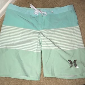 Girl or boy swim trunk Hurley mint and blue